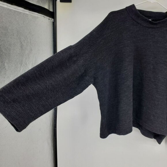 Eskandar Lagenlook Wool Blend Mock Neck Grey Oversized Drop Shoulder Sweater 1 - Picture 2 of 9